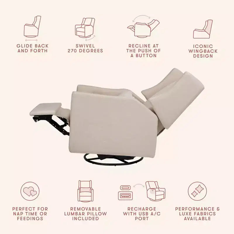 Fauteuil inclinable et pivotant électrique Babyletto Kiwi avec port USB