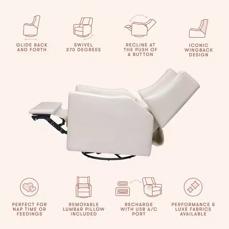 Fauteuil inclinable et pivotant électrique Babyletto Kiwi avec port USB