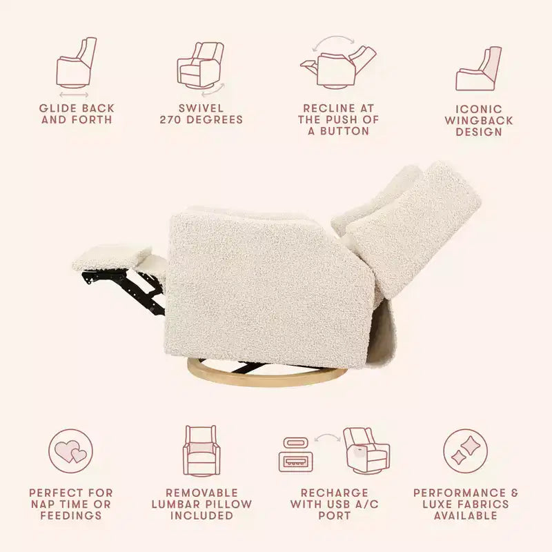 Fauteuil inclinable et pivotant électrique Babyletto Kiwi avec port USB