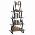 5-Tier Industrial Ladder Bookshelf - Modern Rustic Wood & Metal Storage Organizer for Living Room & Home Office