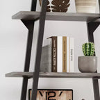 Étagère échelle industrielle à 5 niveaux – Meuble de rangement moderne rustique en bois et métal pour salon et bureau à domicile