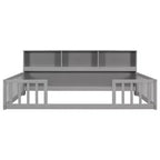 Bellemave Lit au sol complet avec bibliothèque latérale et étagères, Lit plateforme en bois massif avec barrières de sécurité et ouverture facile d'accès, Design peu encombrant, Gris
