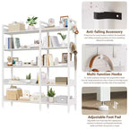 Étagère d'angle à 5 niveaux, bibliothèque convertible en L avec cadre métallique industriel, étagère de rangement multifonctionnelle pour bureau à domicile, chambre à coucher