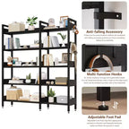Étagère d'angle à 5 niveaux, bibliothèque convertible en L avec cadre métallique industriel, étagère de rangement multifonctionnelle pour bureau à domicile, chambre à coucher