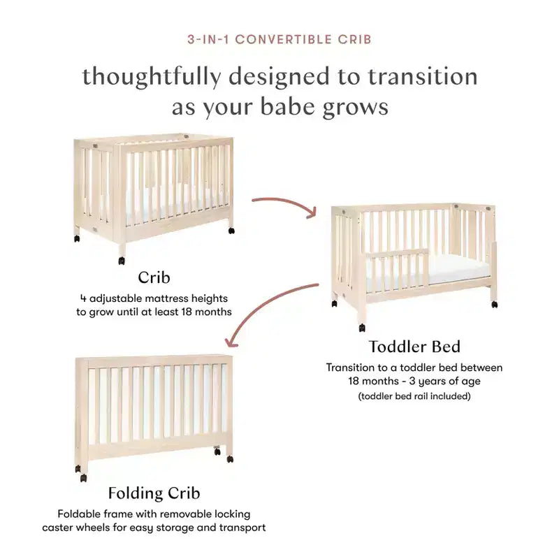 Lit de bébé pliant portable Babyletto Maki avec kit de conversion pour lit de tout-petit
