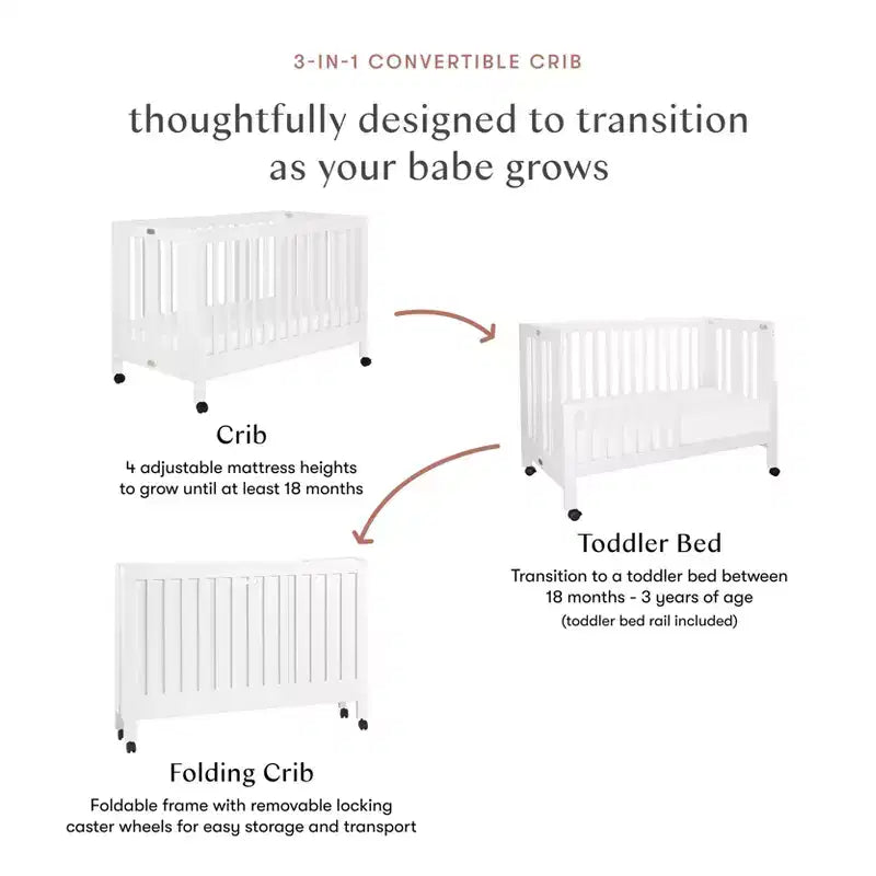 Lit de bébé pliant portable Babyletto Maki avec kit de conversion pour lit de tout-petit
