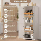 Meuble de Rangement Haut de Cuisine de 152 cm - avec 2 Portes et Étagères Réglables, Armoire Autonome pour Salle à Manger, Salle de Bain, Salon