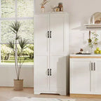 Meuble de Rangement Haut de Cuisine de 152 cm - avec 2 Portes et Étagères Réglables, Armoire Autonome pour Salle à Manger, Salle de Bain, Salon