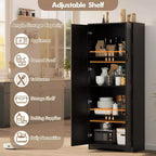 Meuble de Rangement Haut de Cuisine de 152 cm - avec 2 Portes et Étagères Réglables, Armoire Autonome pour Salle à Manger, Salle de Bain, Salon