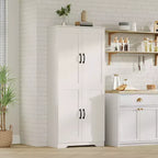 Meuble de Rangement Haut de Cuisine de 152 cm - avec 2 Portes et Étagères Réglables, Armoire Autonome pour Salle à Manger, Salle de Bain, Salon