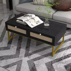 Table basse 2 tiroirs en rotin, table basse moderne, tables d'appoint en bois pour le salon,