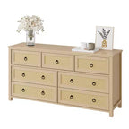 37-inch tall rattan dressing table with four rattan drawers that can also be used as a wardrobe; a bohemian-style bedside table.