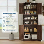 Acekool Armoire de Rangement Haute de 170 cm avec 4 Portes, Étagères Réglables, Meuble Autonome pour Salle de Bain, Cuisine, Salon