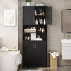 Acekool Armoire de Rangement Haute de 170 cm avec 4 Portes, Étagères Réglables, Meuble Autonome pour Salle de Bain, Cuisine, Salon