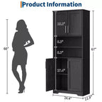 Acekool Armoire de Rangement Haute de 170 cm avec 4 Portes, Étagères Réglables, Meuble Autonome pour Salle de Bain, Cuisine, Salon
