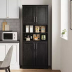 Acekool Armoire de Rangement Haute de 170 cm avec 4 Portes, Étagères Réglables, Meuble Autonome pour Salle de Bain, Cuisine, Salon