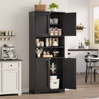 Acekool Armoire de Rangement Haute de 170 cm avec 4 Portes, Étagères Réglables, Meuble Autonome pour Salle de Bain, Cuisine, Salon