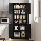 Acekool Armoire de Rangement Haute de 170 cm avec 4 Portes, Étagères Réglables, Meuble Autonome pour Salle de Bain, Cuisine, Salon