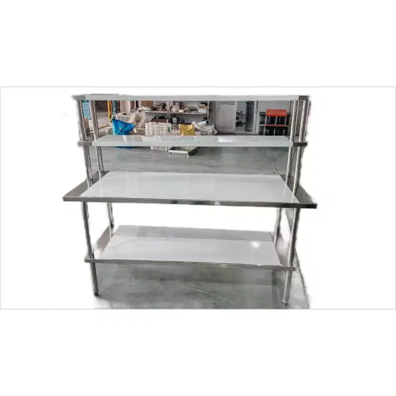 Table de travail de cuisine en acier inoxydable 60 * 24 avec étagère à 3 niveaux – Station de préparation robuste pour micro-ondes, ustensiles de cuisine et rangement d'accessoires de cuisine