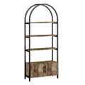 Bookcase, 71.5 Inch Tall Industrial Book Shelf with Metal Frame and Storage,4 Tier Arched Bookshelf, Display Shelf for Living Room and Office