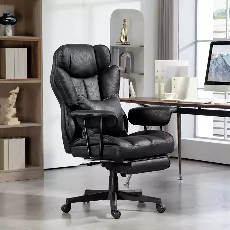 Chaise de bureau grande taille et robuste 180 kg avec fonction massage, repose-pieds, soutien lombaire et inclinaison