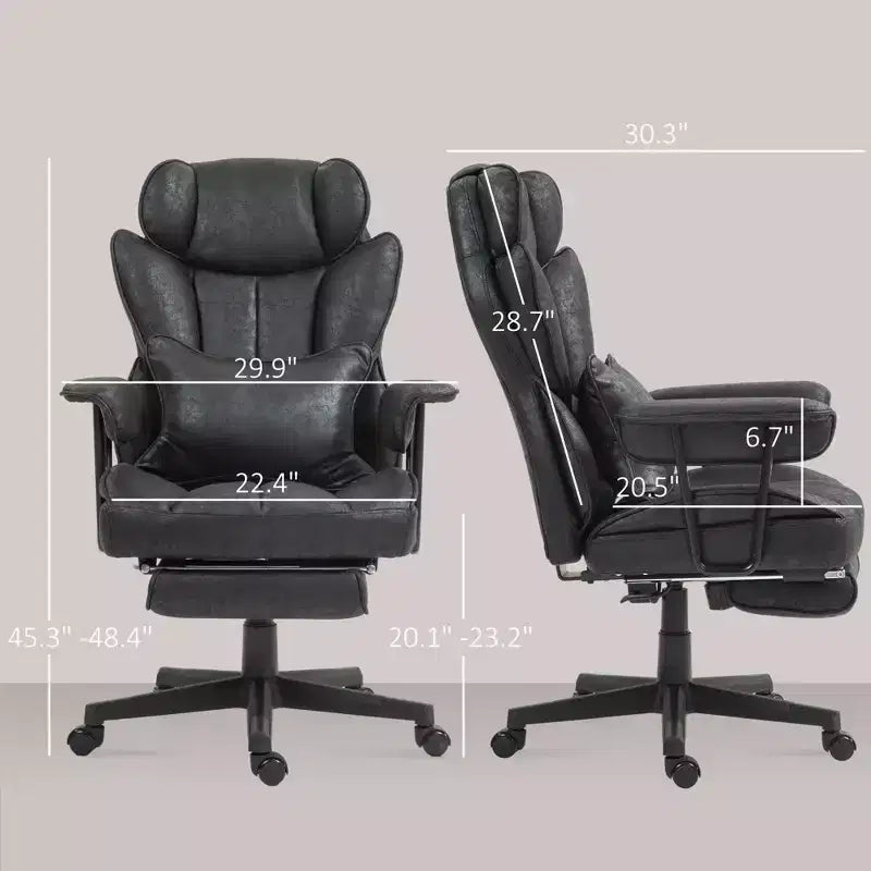 Chaise de bureau grande taille et robuste 180 kg avec fonction massage, repose-pieds, soutien lombaire et inclinaison