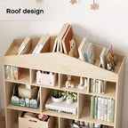 Acekool Meuble de Rangement pour Jouets, Étagère à Livres pour Enfants à 9 Cubes, Bibliothèque et Meuble de Rangement en Forme de Toit, Étagère de Rangement pour Salle de Jeux, Chambre d'Enfant