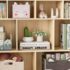 Acekool Meuble de Rangement pour Jouets, Étagère à Livres pour Enfants à 9 Cubes, Bibliothèque et Meuble de Rangement en Forme de Toit, Étagère de Rangement pour Salle de Jeux, Chambre d'Enfant