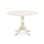 Ensemble de salle à manger 5 pièces en bois massif finition blanc lin, avec table à rallonges et 4 chaises