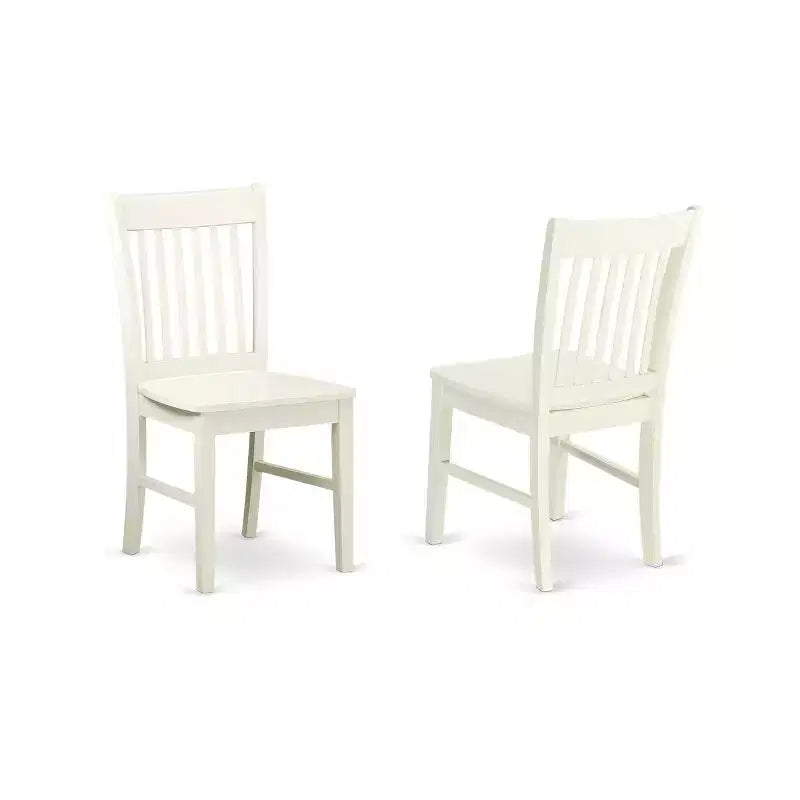 Ensemble de salle à manger rectangulaire 5 pièces en bois massif à plateau blanc lin - 4 places