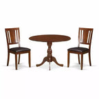 3-Piece Mahogany Finish Solid Wood Top - Dining Room Set - Seats 4