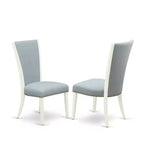 3-Piece Linen White Finish Rectangular Solid Wood Top Dining Table Set