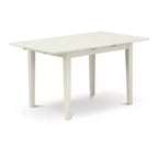 Ensemble de salle à manger 3 pièces en bois massif à plateau rectangulaire, fini blanc lin