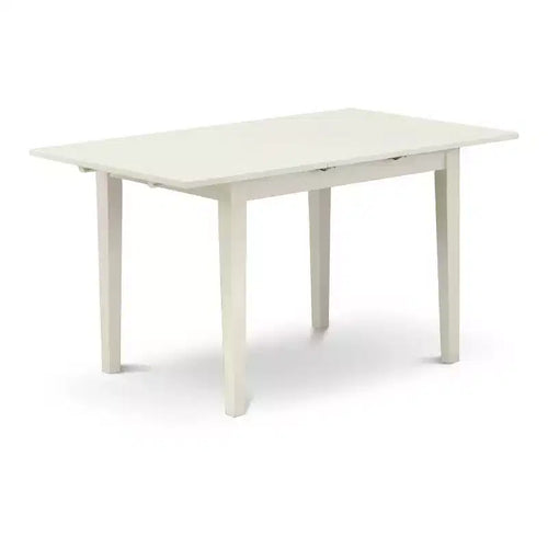Ensemble de salle à manger 3 pièces en bois massif à plateau rectangulaire, fini blanc lin