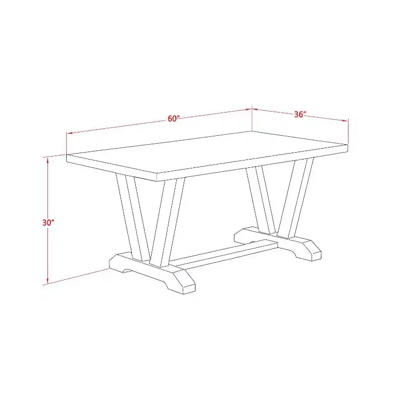 Table de salle à manger rectangulaire 7 pièces en chêne massif avec 6 chaises