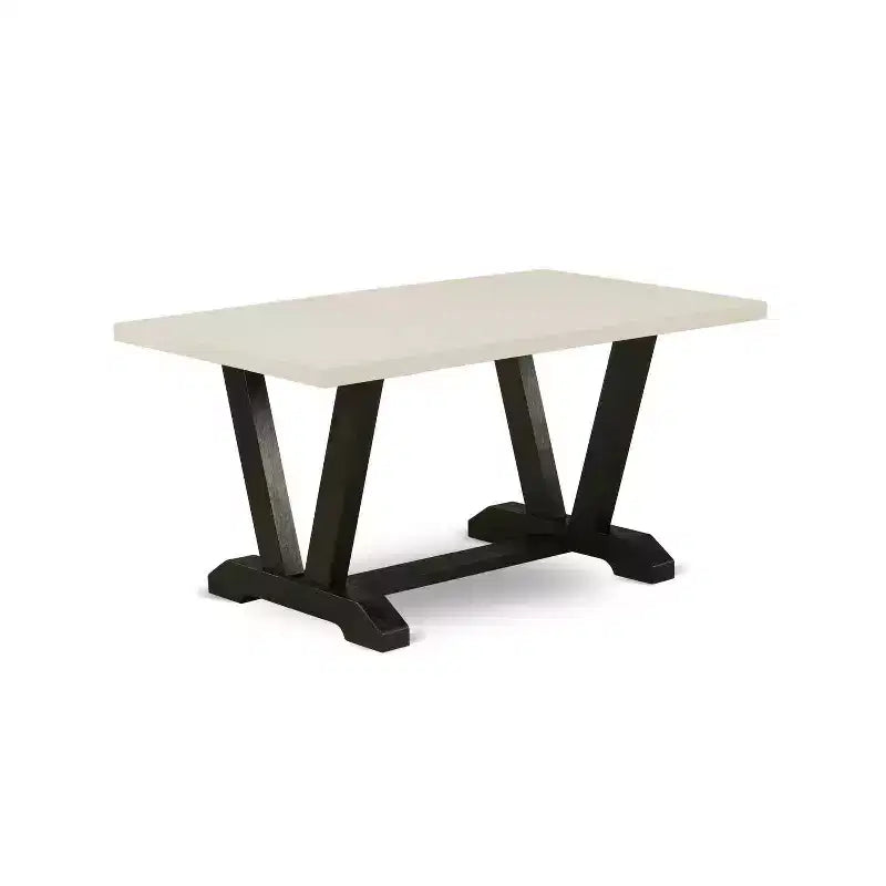 Table de salle à manger rectangulaire 7 pièces avec plateau en bois massif finition chêne naturel et 6 chaises Parson avec