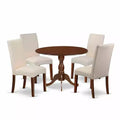 5-Piece Mahogany Finish Solid Wood Top Dining table with 4 Chairs with Drop Leaf