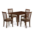 5-Piece Mahogany Finish Solid Wood Top - Dining Room Set - Seats 4