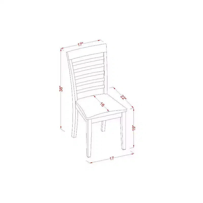 Ensemble de salle à manger 5 pièces en bois massif finition acajou – 4 places