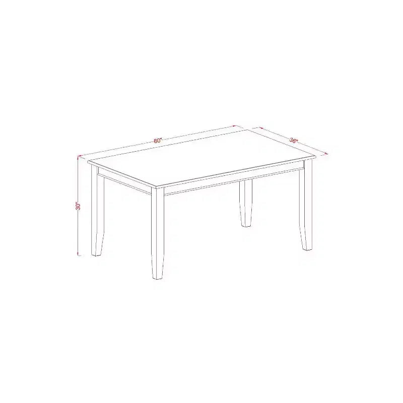 Ensemble de salle à manger rectangulaire 5 pièces en bois massif à finition noire, avec plateau rembourré - 4 places