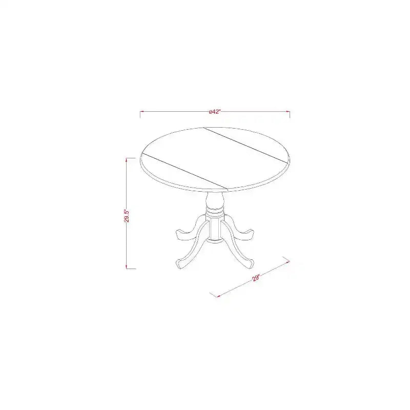 Ensemble de salle à manger 5 pièces - Table ronde avec abattants et 4 chaises - Finition noyer moderne