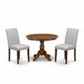 3-Piece Acacia Walnut Finish Solid Wood Top - Round Upholstered Dining Room Set (Seats-4)