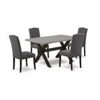 5-Piece Rectangle Natural Oak Finish Solid Wood Top Dining table with 4 Chairs with