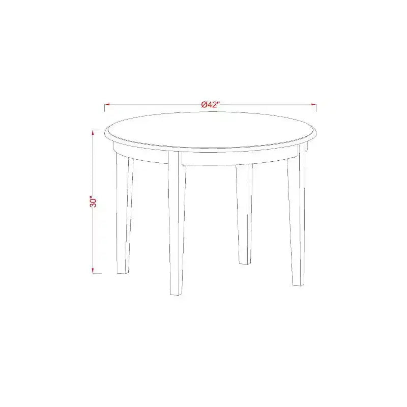 Ensemble de salle à manger 5 pièces en bois massif blanc cassé - Table ronde et chaises rembourrées - 4 places