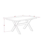 Table à manger en bois massif 6 pièces à plateau rectangulaire, finition jacobine patinée, avec 1 banc et 4 chaises