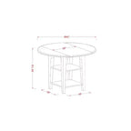 Ensemble de salle à manger rond 5 pièces en bois massif finition blanc lin – Pour 4 personnes
