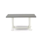 Table à manger 5 pièces rectangulaire avec plateau en bois massif finition chêne naturel et 4 chaises Parsons avec