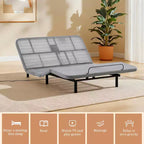 Lit moderne Delara de taille Queen en chenille, de marque Christopher Knight Home, avec base réglable en ensemble.