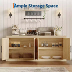 Bahut de 179,8 cm avec 4 portes, buffet moderne de style rustique avec rangements, console multimédia en bois pour le salon et la cuisine