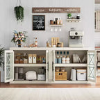 Bahut de 179,8 cm avec 4 portes, buffet moderne de style rustique avec rangements, console multimédia en bois pour le salon et la cuisine